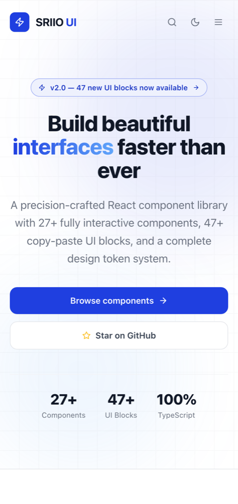 Design System — mobile view
