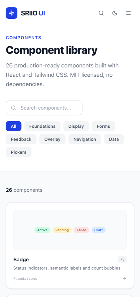 Design System — mobile view