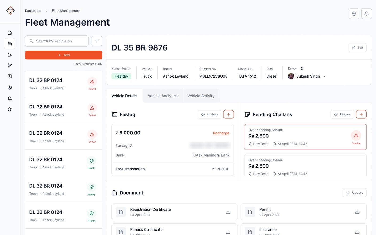 Fleet Management — desktop view